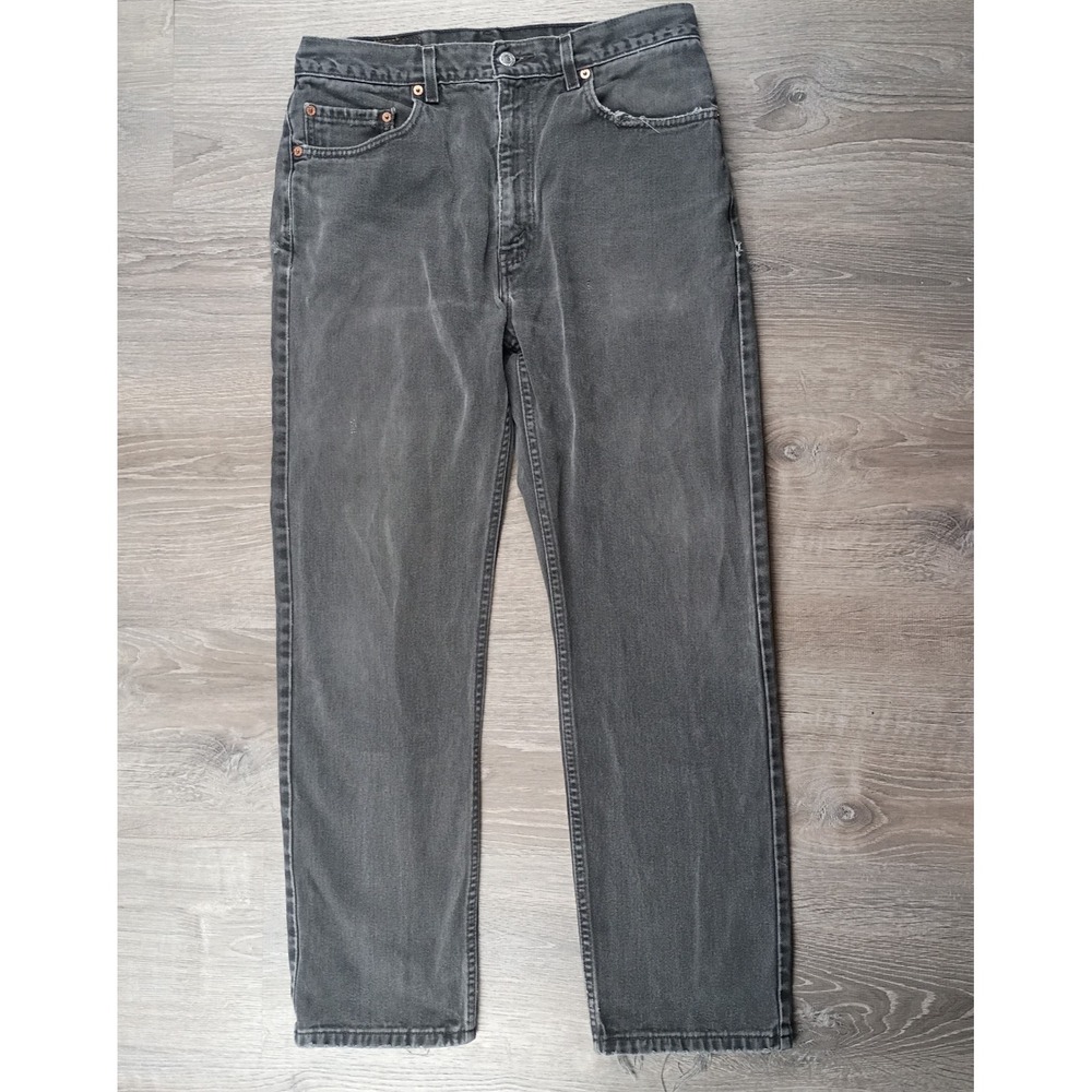 Levi's 505 Mens Jeans W34 L30 Black Regular Fit Straight Leg Cotton Ripped*